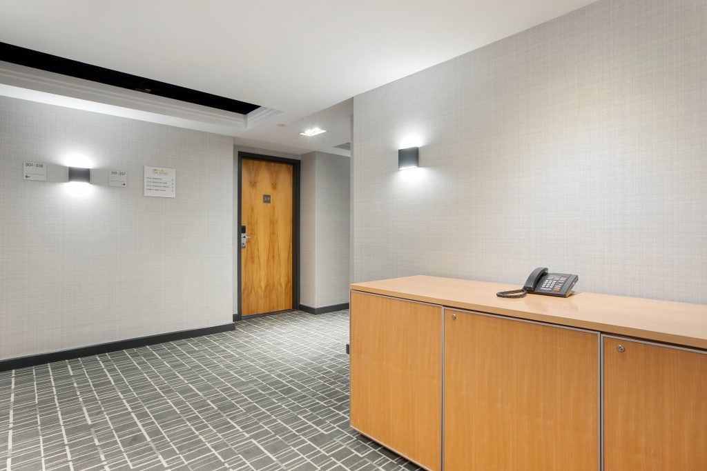 An unmanned reception area.